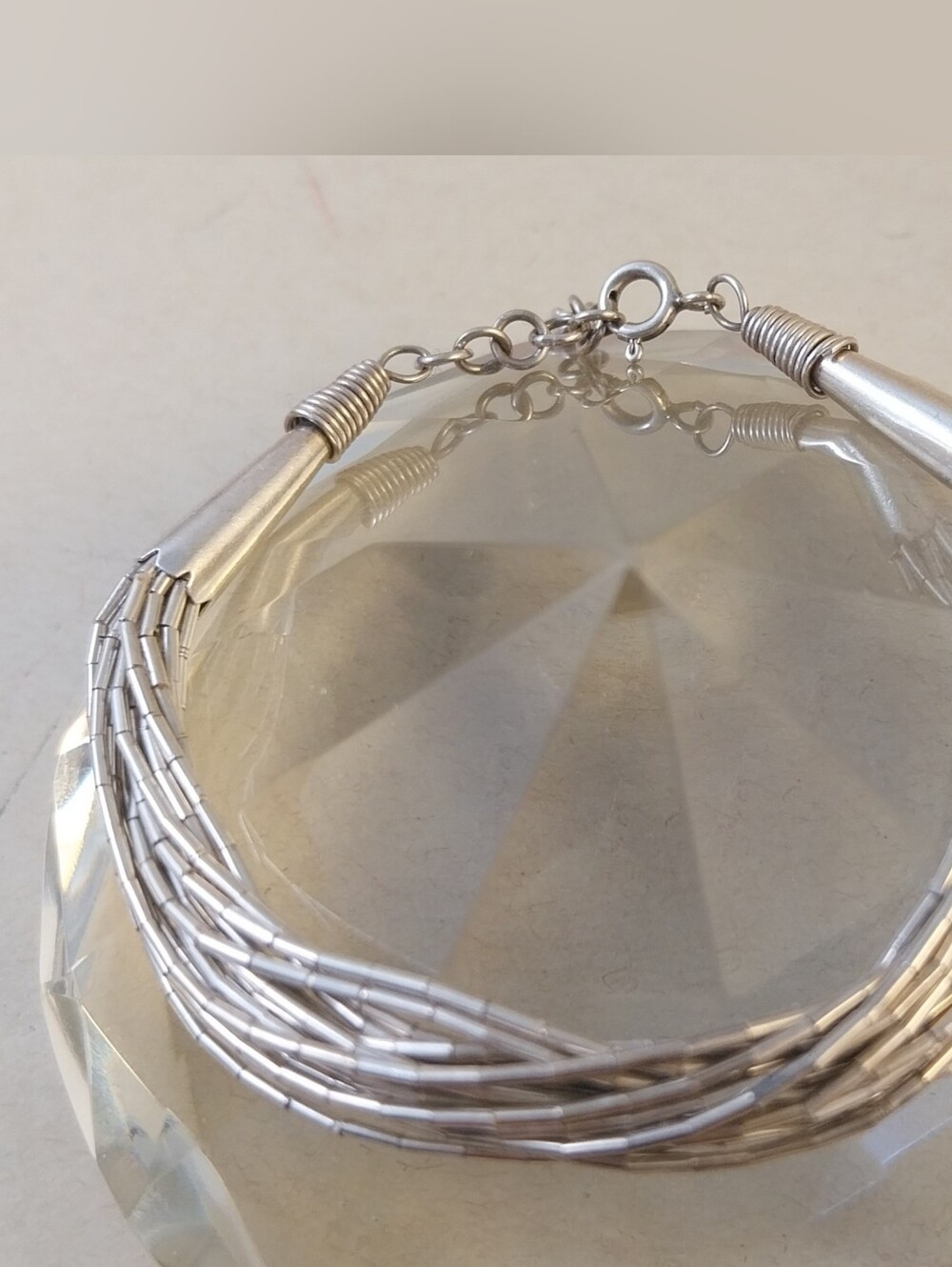 Vintage Sterling Silver Multi-Strand Tube Bead Bracelet - Women's Jewelry - Picture 3 of 12